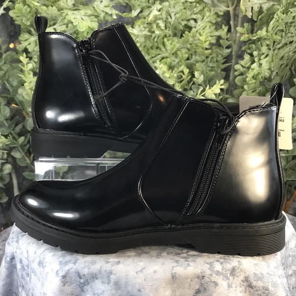 There Abouts Black Rubberized Vinyl Casual Step-In Zip Boots Girls 5M🖤NWT🖤 - Picture 4 of 12